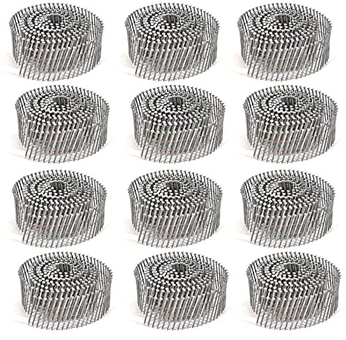 BHTOP 3600 Count Siding Nails, 15-Degree 2 Inch *.092 Wire Collated Coil Ring Shank Nails, Full Round Head Hot-Dipped Galvanized Siding Nailer Attachment Replacement Parts