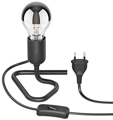 ledscom.de Lampada da tavolo TRIN zoccolo triangolare base nera interruttore a spina E27 Lampada LED 486lm, Smart Home, bianco caldo - bianco freddo