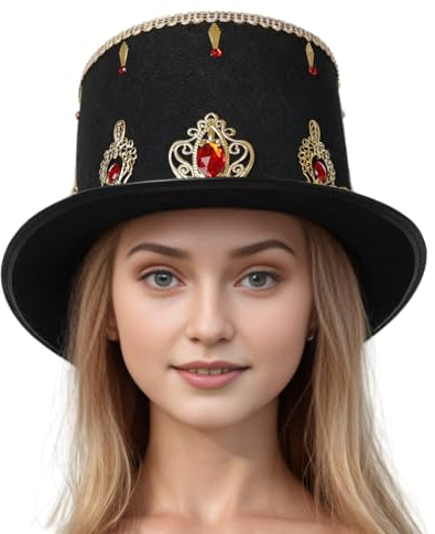CAMDOM Viktorianischer Steampunk-Zylinderhut, handgefertigt, Halloween-Kostüm, Hut