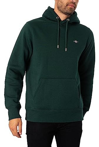 GANT Herren Reg Shield Hoodie Kapuzenpullover, Tartan Green, L EU