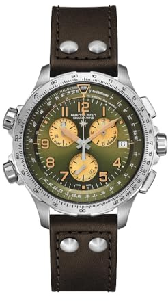 Hamilton Reloj de Pulsera para Hombre con cronógrafo de Cuarzo, Color Caqui aviación X-Wind GMT