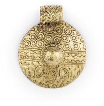 The Bead Chest Brass Tribal Shield Pendant (55x45mm)