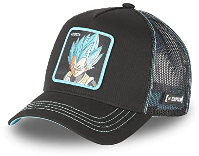 Capslab Vegeta Dragon Ball Z Negro Turquesa Gorra de Camionero