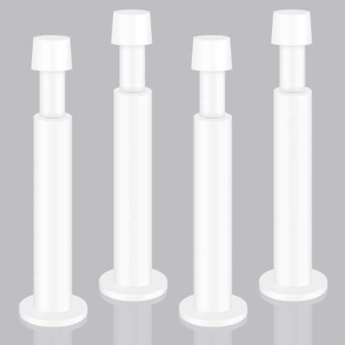 KOLAKO Lot de 4 butées de porte en acier inoxydable anti-collision plinthes, support de porte blanc embout pare-chocs en caoutchouc, protection murale, coussin à ressort, butée de porte en métal