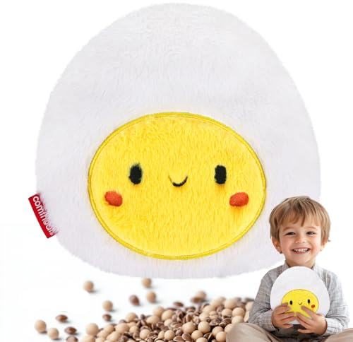 Comfheat Egg Microwave Heating Pad for Pain Relief, Unscented Microwavable Heating Pads Stuffed Animal for Cramps, Neck Shoulder, Muscles, Natural Small Heat Pack Moist Heat with Washable Cover
