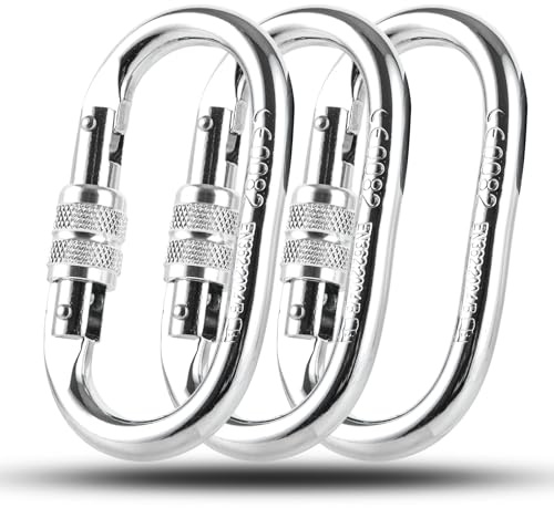 FWEEK 3 Stück Ovaler Karabiner Groß, 25 KN (2500KG), Legierter Stahl, für Hängematte & Schaukel