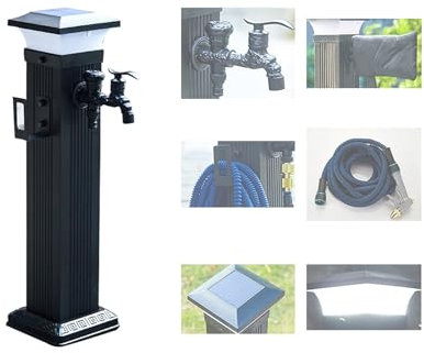 Colonne d'eau pour robinet extérieur, charge solaire, fontaine d'arrosage de sol, lavage d'irrigation d'arrière-cour, colonne d'eau en alliage d'aluminium avec robinet et pistolet pulvérisateur