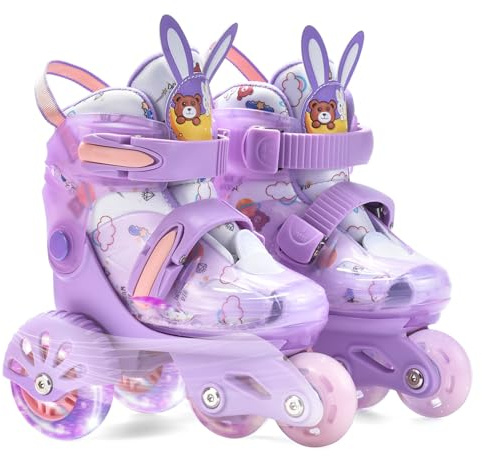 ERNAN Roller skates kids Roller boots,8 Light up Wheels and 4 Sizes Adjustable.Rollerskates for Kids Beginners, Suitable for Indoor Outdoor (Purple, S)