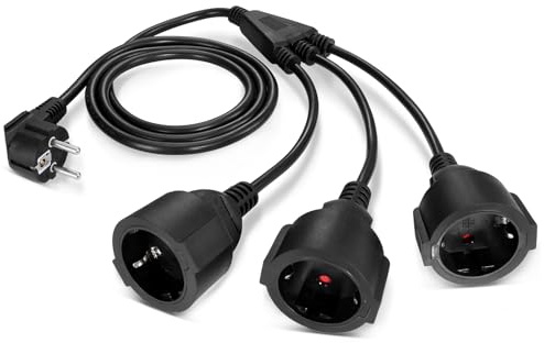 Starvortex 170cm Verlängerungskabel mit 3 Fach Steckdose, IP44 Wasserdicht Dreifachsteckdose, Mehrfachstecker für Steckdose, Dreifachstecker mit Schutzkontakt Verlängerungskabel, 250V/16A(VDE Geprüft)