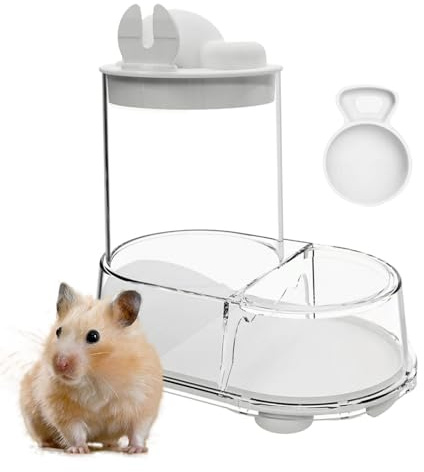 Ciotola per cibo e acqua per criceti, ciotola automatica per piccoli animali, dispenser trasparente stabile con design staccabile per gerbilli, topi, ricci, piccioni, furetti, cincillà