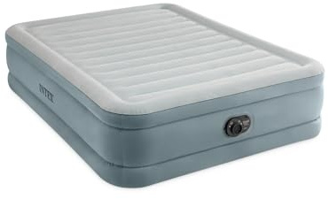 Intex 64823ED 18in Queen Dura-Beam Premium Comfort Inflatable Air Mattress with Built in Pump for Travel and Camping, 600lb Weight Capacity