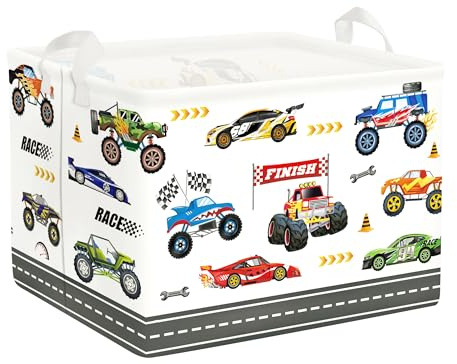 Clastyle Ceste Biancheria Bambini Auto Cestino Giocattoli Vestiti Impermeabile per Ragazzo Cestino Portaoggetti per Bagno Cameretta Bucato, Camion Mostruoso, 40x30x30 cm