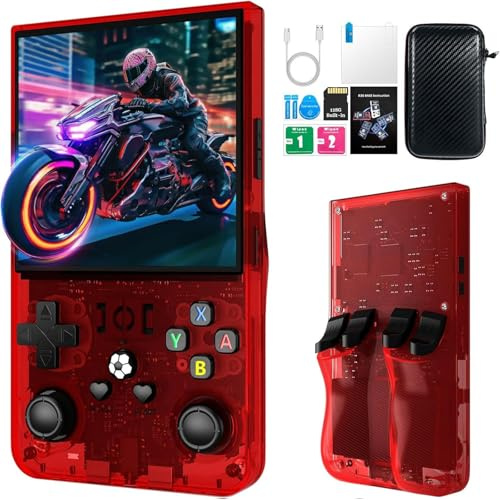 2025 Novità: R36MAX R36MAX Retro Handheld Console, 128 G su 40.000 giochi, console da gioco IPS Retro da 4 pollici, sistema Linux, batteria da 4000 mAh, mini arcade portatile (rosso)