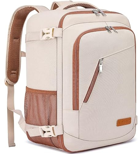 WENIG Ryanair Handgepäck Rucksack 40x20x25 cm Klein 20L Reise Rucksack für Frauen Handgepäcktasche Laptop Rucksack 14 Zoll mit USB-Ladeanschluss Beige-Braun