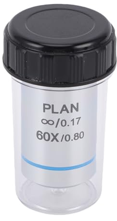 Yctze 60X Microscope Objective Lens, 20.2mm RMS Plan Achromatic Objective Lens 2X Achromatic Low Magnification Optical Glass Eyepiece for Biological Microscope