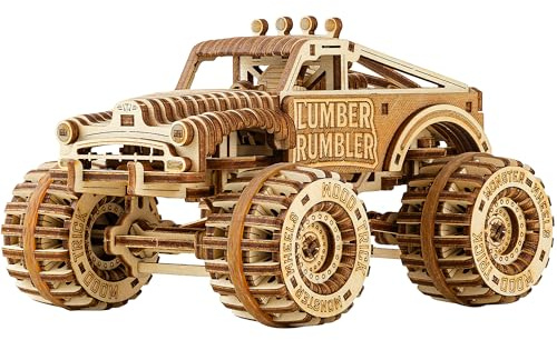 Wood Trick Lumber Rumbler Pickup Truck Car Rompecabezas de madera 3D para que los adultos construyan – Paseos hasta 12 pies – 5.5 x 4.3 pulgadas – Modelo de camión para construir para adultos