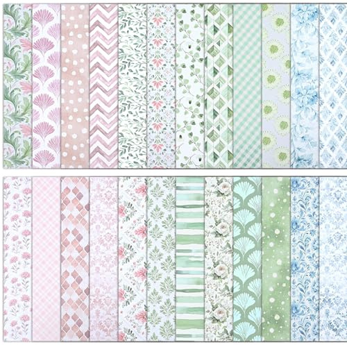 24 hojas 12 diseños Papel Scrapbooking, papel de manualidades de 160g impreso a doble cara, papel decorativo sin ácido, para álbumes, tarjetas de felicitación y Bullet Journal, 30.5x30.5cm
