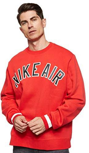 Nike Mens' Nike Sportswear Air Crew Fleece Long Sleeved T-Shirt, University red, Medium