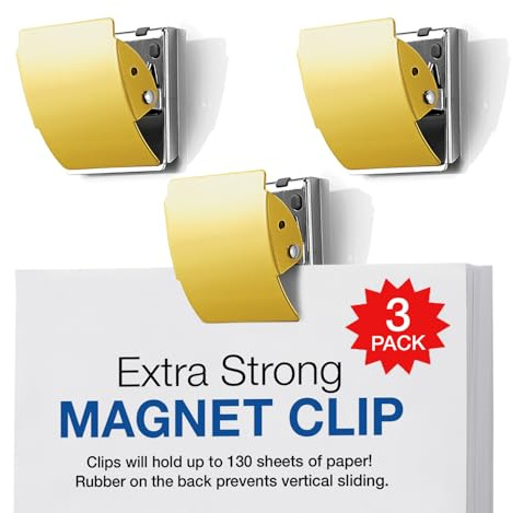 Plus Extra Strong Magnetic Clips, Large Yellow, 3-Pack