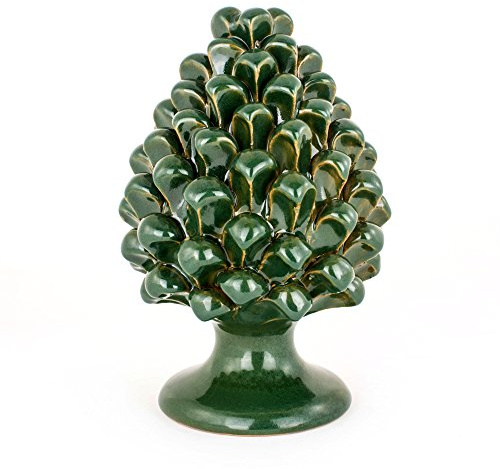 Pigna in ceramica di Caltagirone - Verde scuro - H 20cm - Interamente fatto a mano - 100% Made in Italy