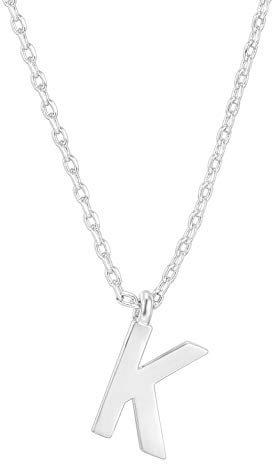 PAVOI 14K White Gold Plated Initial Necklace | Letter Necklaces for Women | K Initial