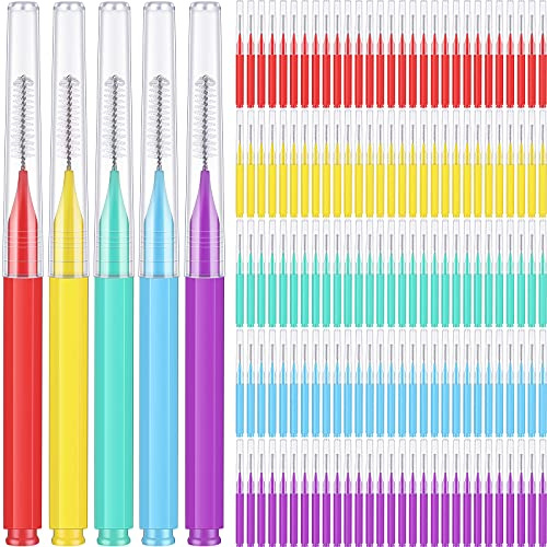 Nuenen 150 Pieces Interdental Brush Teeth Flosstooth Cleaning Tool Toothpick Cleaner Head Teeth Refill Dental Flosser Oral Dental Hygiene(Vivid Color)