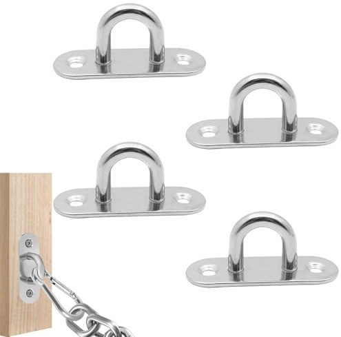 Rostfritt Stål Ögonplatta, Väggögla Öljettplatta Mastplatta, Täckplatta, U-Formade Öglor, Slitstark - 4 Stycken
