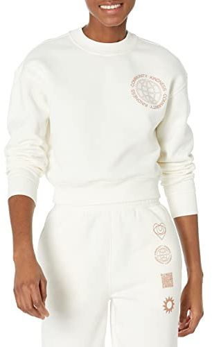 Amazon Essentials Sudadera corta de hombros caídos (disponible en tallas grandes) Mujer, Cáscara de Huevo, XL Grande