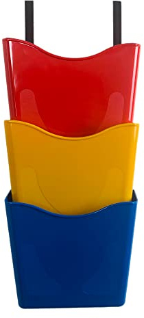 Deflecto Multi-Coloured A4 Wall Mounted Document Holders - Set of 3 Portrait Sign, Leaflet, Poster & Menu Display Stands Letter Rack