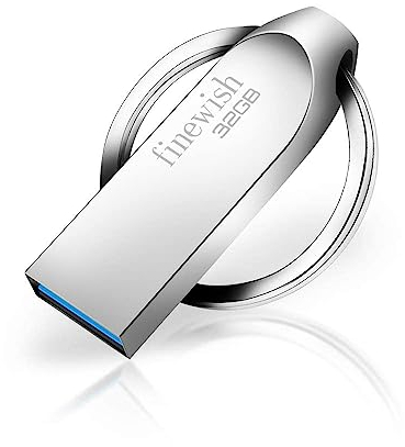 USB Stick 32GB 3.0, Mini Speicherstick 32GB USB 3.0 Pen Drive Tragbar USB-Stick 32GB mit Schlüsselanhänger für PC/Laptop/Car Audio/Smart TV. Plug-and-Play. 80MB/s Lesen (Silber)