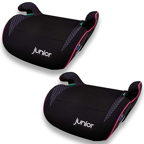 PETEX Max 2x Kindersitzerhöhung, Sitzerhöhung, i-Size R129/03, pink/schwarz
