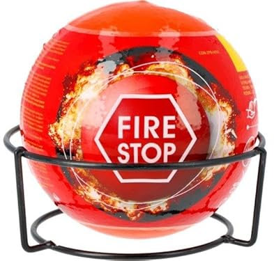 Feuerkugel - Feuerlöscher ABC - Feuerlöscher Auto - Feuerwehr Zubehör - Feuerlöscher 0,5kg - Feuerlöscher klein 13x13x13 cm mit Feuerlöscher Halterung - Automatische Reaktionszeit 3-5 Sekunden