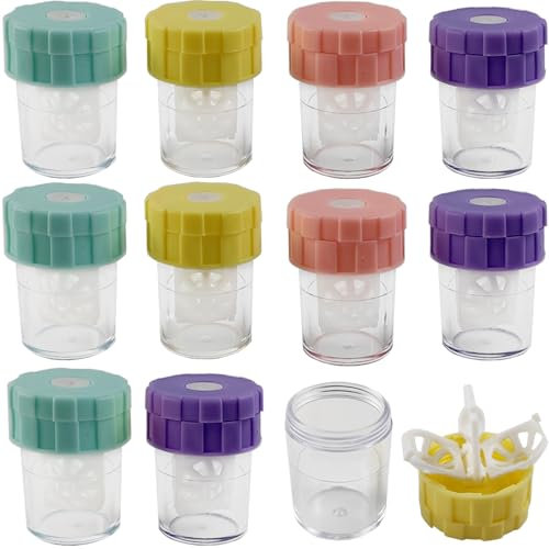 ROYHOO 10 detergenti manuali per lenti a contatto, contenitore per la pulizia delle lenti per l'uso quotidiano, custodie per lenti a contatto, kit di stoccaggio per viaggi a casa