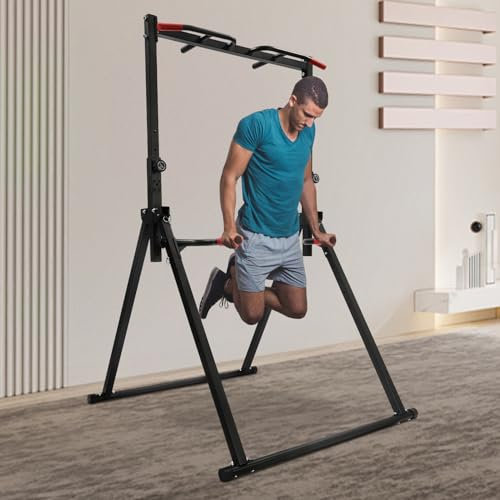 Power Tower Dip Station Station Dip Station Pliable Hauteur Réglable Tour de Force Multifonctionnelle Pliable Musculation Tour de Traction