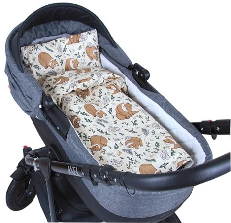 Babylux 2 TLG. Set Bezug für Kinderwagen Stubenwagen oder Wiege Garnitur Bettwäsche Kissen Decke 60 x 78 cm (129. Bär Braun)