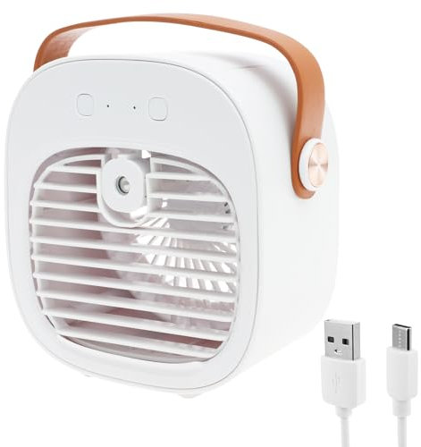 Ventilateur USB Mini Ventilateur Portable Silencieux Ventilateurs Bureau Réglable Climatiseur Mobile Refroidisseur d'air Mini Climatiseur pour le Maison et Bureau(Blanc)