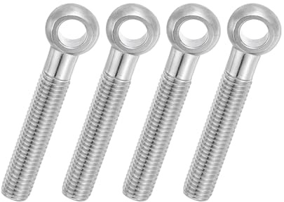 PATIKIL 4 Pz Bullone Ad Occhiello M12x75mm Con Spalla Girevole, 304 Acciaio Inox Metrico Mezzo Dente Filettatura Occhio Di Pesce Foro Scivolato Bullone Sollevamento Viti Grigio Argenteo
