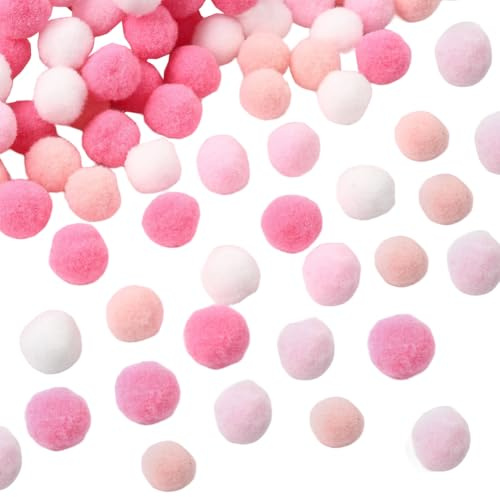 SUNNYCLUE 4 Color, 400 Piezas de Pompones Rosas de 15mm, Bolas de Pompón Pequeñas, Blancas, Lindas, de Poliéster, Suaves Y Peludas, para Decorar el Día de San Valentín, Manualidades, Suministros para