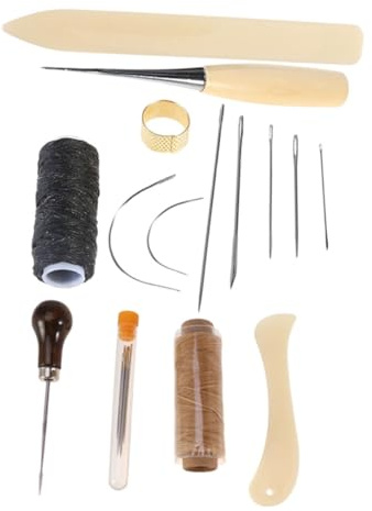 Operitacx 21piezas Kit De Herramientas De Encuadernación Manual Con Hilo Encerado y Cinta De Encuadernación Para Manualidades De Bricolaje Libros Hechos Mano Incluye Plegadora De Hueso y Pun