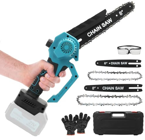 FormiPow Mini Motosega compatibile con Makita 18 V Batteria, 6 & 8 Pollici 2-in-1 Brushless Elettrica Sega, Regola Subito la Tensione Della Catena, Motosega per Taglio del Legno (senza batteria)