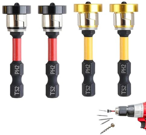 Lot de 4 Embouts PH2 Magnétiques 1/4 pour Placo, Embout Tournevis à Positionnement pour Cloison Sèche pour Visseuse sans Fil Et Perceuse À Main