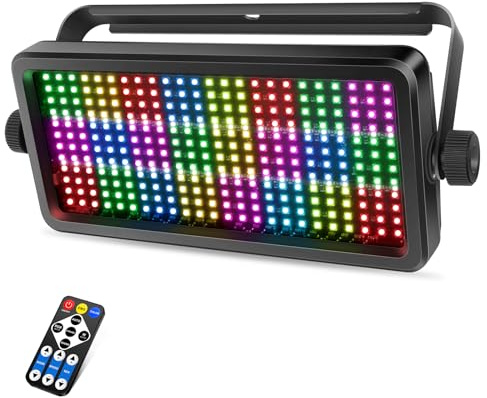 LaluceNatz LED Stage Strobe Light: 150W RGBW 4IN1-24 RGB Pixel Zones & 48 White Strobe - Built in 200+ Effects - Remote DMX Control for Events Club Bar Live Concerts Gig Party Dance Band Performance