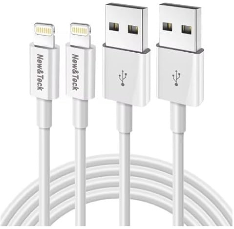 New&Teck Lot de 2 cable 1M pour iPhone,Fil Cable USB Charge Rapide, Câble USB Vers Lightning pour iPhone 7/8/8+/X/XR/11/12/13/13 Pro Max/14/14 Pro/14 Pro Max/iPad