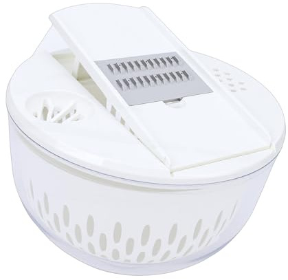 Fdit Picadora y Picadora de Ensalada Multifuncional 5 en 1, Tazón de ABS de 4500 Ml con 5 Cuchillas de Acero Inoxidable para Rebanar, Triturar y Colar, Protector de Mano Incluido