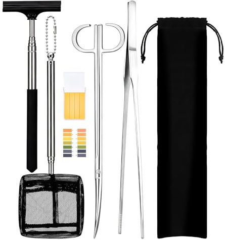 TranRantic 6 en 1 Aquarium Kit Outil, Accessoires Aquariums(Argenté)