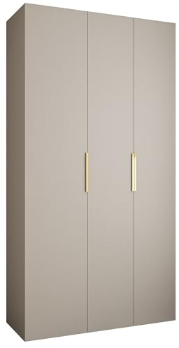 ABIKSMEBLE COMO 4 Armoire à 3 Portes - Garde-Robe - Armoire à Vêtements - Armoire de Rangement pour Chambre à Coucher, Chambre d’Ado, Chambre d’Enfant - 245,5x130x40cm - Cachemire, Cachemire, Or