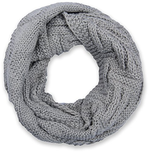 styleBREAKER Unisex Strick Loopschal mit Gitter- und Rippenmuster, Uni Feinstrick Schlauchschal, Winter Strickschal 01018155, Farbe:Hellgrau