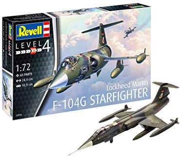 Revell Modellbausatz 03904 Lockheed Martin F-104G Starfighter, Flugzeug im Maßstab 1:72, Level 4, originalgetreue Nachbildung mit vielen Details