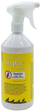Solupioj Spray (1 litro) - Spray Biodegradable para Eliminar Parásitos como Piojos de Gallinas, Ácaros, Garrapatas, Chinches - Desinsectante para Instalaciones de Animales