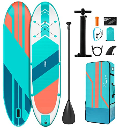 EVAJOY Inflatable Stand Up Paddle Board 11'×32×6 Around with iSUP Accessories & Waterproof Bag, Portable Hand Pump for Racing Touring Fishing , Safety Leash, Main Fin